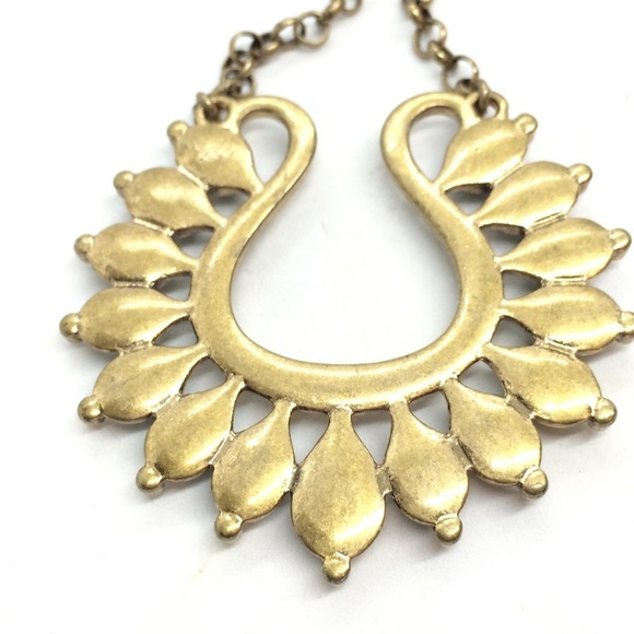 !!soLD!! PREMIERE DESIGNS LOTUS NECKLACE TURQUOISE BRASS GOLD TONE - Picture 9 of 13